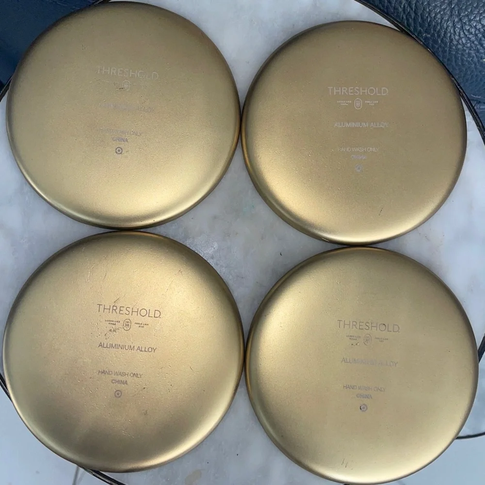 Threshold Metal Antique Gold Skull Embossed Coasters Set Halloween Man Cave